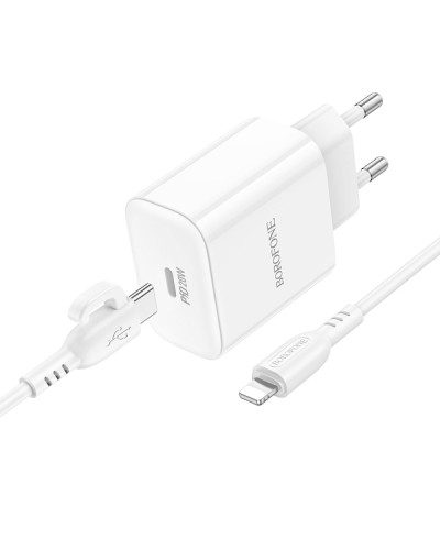 Сетевое Зарядное Устройство Borofone BA81A 1USB-C PD/QC 20W+Type-C to Lightning
