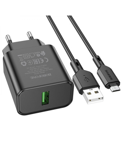 Сетевое Зарядное Устройство Borofone BA72A Spring QC3.0 Micro