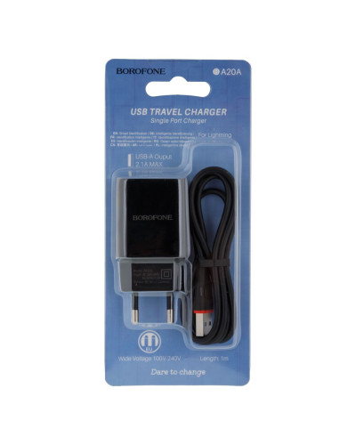 Сетевое Зарядное Устройство Borofone BA20A Lightning 1USB 2.1A