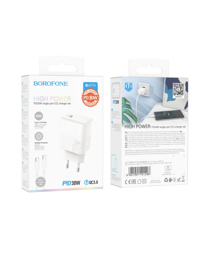 Сетевое Зарядное Устройство Borofone BA77A Insightful PD/QC 30W Type-C to Type-C