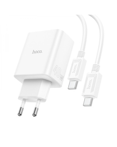 Сетевое Зарядное Устройство Hoco C126A Pure PD+QC 40W(2C1A) Type C to Type C