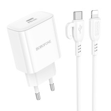 Сетевое Зарядное Устройство Borofone BA81A 1USB-C PD/QC 20W+Type-C to Lightning