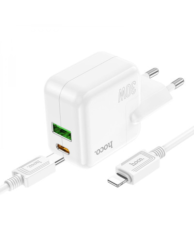 Сетевое Зарядное Устройство Hoco C111A Lucky PD30W+QC3.0 Type-C to Lightning