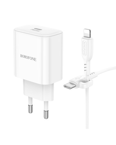 Сетевое Зарядное Устройство Borofone BA81A 1USB-C PD/QC 20W+Type-C to Lightning