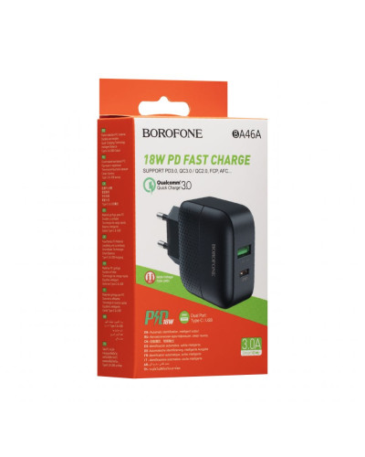 Сетевое Зарядное Устройство Borofone BA46A PD + QC3.0