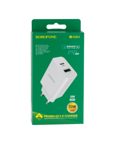 Сетевое Зарядное Устройство Borofone BA56A PD 20W + QC3.0