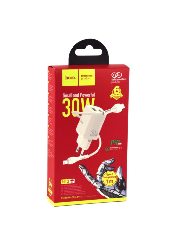 Сетевое Зарядное Устройство Hoco N13 PD30W+QC3.0 Type-C To Lightning