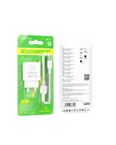 Сетевое Зарядное Устройство Borofone BA72A Spring QC3.0 Type-C