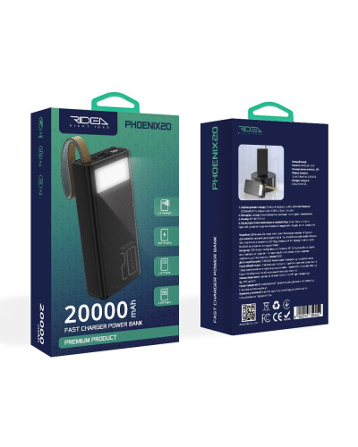 Power Bank Ridea RP-D20L Phoenix20 10W digital display + lamp 20000 mAh