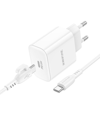 Сетевое Зарядное Устройство Borofone BA81A 1USB-C PD/QC 20W+Type-C to Type-C
