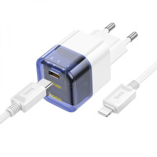 Сетевое Зарядное Устройство Hoco C125A Transparent PD20W/QC Type-C to Lightning