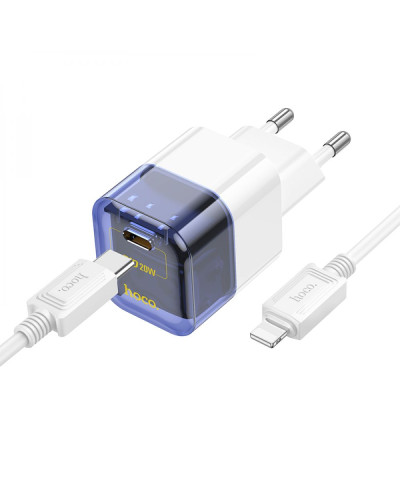 Сетевое Зарядное Устройство Hoco C125A Transparent PD20W/QC Type-C to Lightning