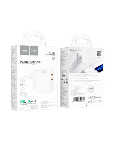 Сетевое Зарядное Устройство Hoco C110A Lucky PD/QC 35W Type-C to Lightning