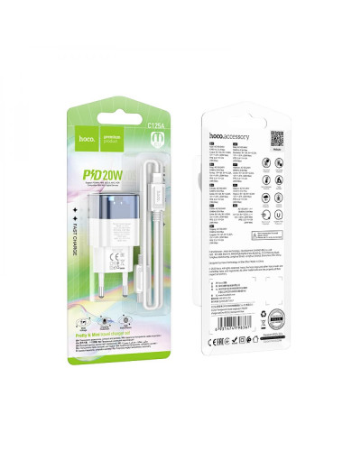 Сетевое Зарядное Устройство Hoco C125A Transparent PD20W/QC Type-C to Lightning