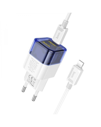 Сетевое Зарядное Устройство Hoco C125A Transparent PD20W/QC Type-C to Lightning
