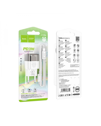 Сетевое Зарядное Устройство Hoco C125A Transparent PD20W/QC Type-C to Lightning