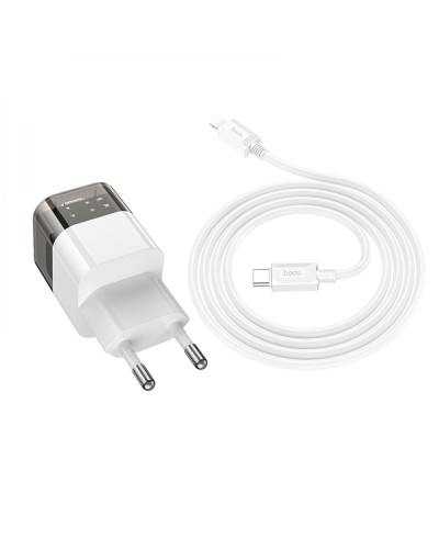 Сетевое Зарядное Устройство Hoco C125A Transparent PD20W/QC Type-C to Lightning