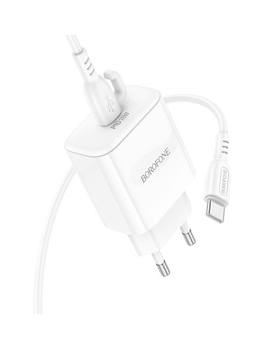 Сетевое Зарядное Устройство Borofone BA81A 1USB-C PD/QC 20W+Type-C to Type-C