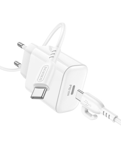 Сетевое Зарядное Устройство Borofone BA81A 1USB-C PD/QC 20W+Type-C to Type-C
