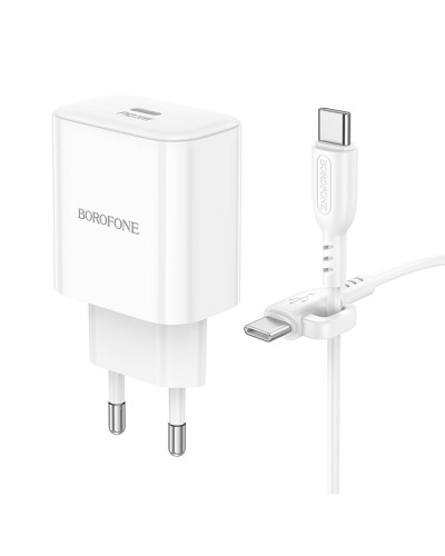 Сетевое Зарядное Устройство Borofone BA81A 1USB-C PD/QC 20W+Type-C to Type-C
