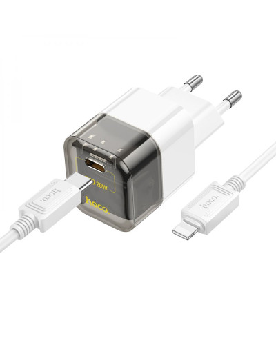 Сетевое Зарядное Устройство Hoco C125A Transparent PD20W/QC Type-C to Lightning