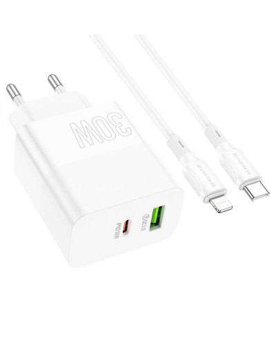 Сетевое Зарядное Устройство Borofone BA75A Powerfull PD+QC 30W Type-C to Lightning