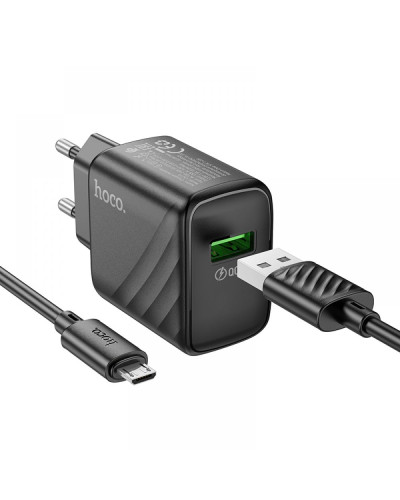 Сетевое Зарядное Устройство Hoco CS21A 1USB QC 18W+USB to Micro