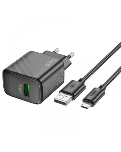 Сетевое Зарядное Устройство Hoco CS21A 1USB QC 18W+USB to Micro