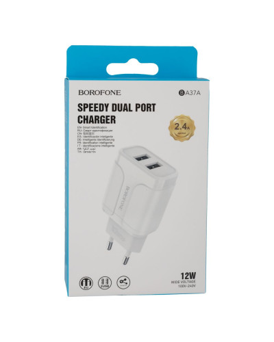 Сетевое Зарядное Устройство Borofone BA37A 2USB 2.4A 12W