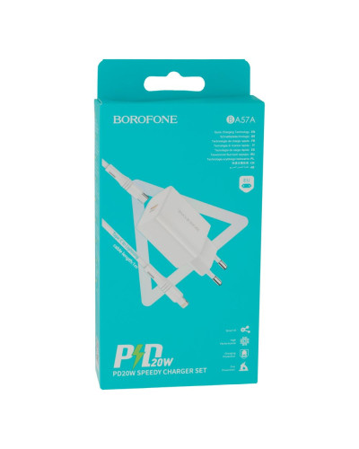 Сетевое Зарядное Устройство Borofone BA57A PD 20W Type-C To Lightning 3A