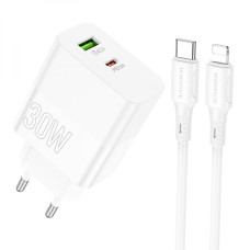 Сетевое Зарядное Устройство Borofone BA75A Powerfull PD+QC 30W Type-C to Lightning