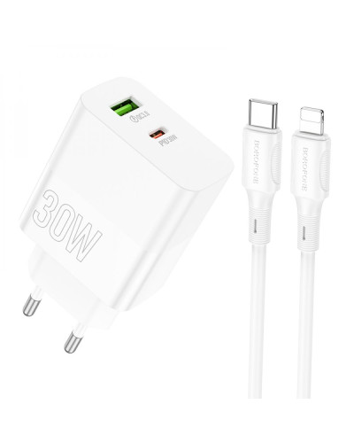 Сетевое Зарядное Устройство Borofone BA75A Powerfull PD+QC 30W Type-C to Lightning
