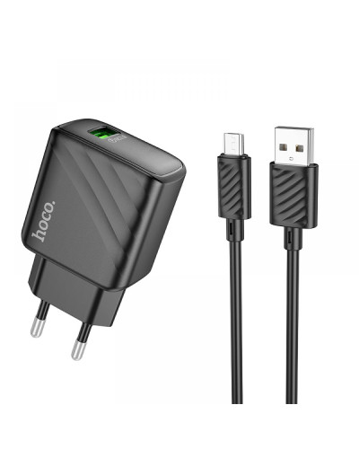 Сетевое Зарядное Устройство Hoco CS21A 1USB QC 18W+USB to Micro