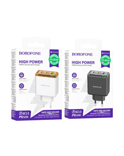 Сетевое Зарядное Устройство Borofone BAS34A 2Type-C/1USB PD/QC 65W