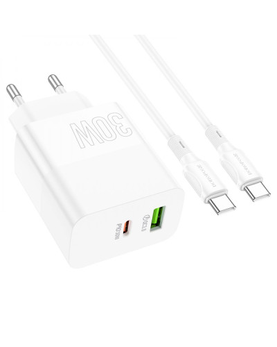 Сетевое Зарядное Устройство Borofone BA75A Powerfull PD+QC 30W Type-C to Type-C