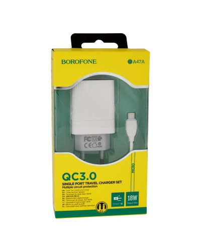 Сетевое Зарядное Устройство Borofone BA47A Micro QC3.0