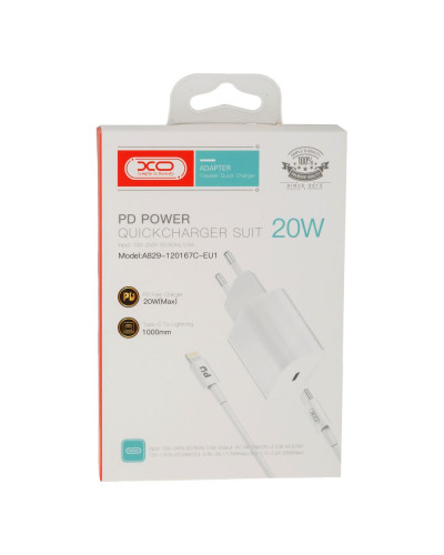 Сетевое Зарядное Устройство XO A829 PD 20W Type-C to Lightning