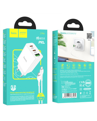 Сетевое Зарядное Устройство Hoco C99A PD20W+QC3.0 Type C to Lightning