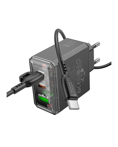 Сетевое Зарядное Устройство Borofone BAS34A 2Type-C/1USB PD/QC 65W Type-C to Type-C
