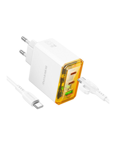 Сетевое Зарядное Устройство Borofone BAS34A 2Type-C/1USB PD/QC 65W Type-C to Type-C