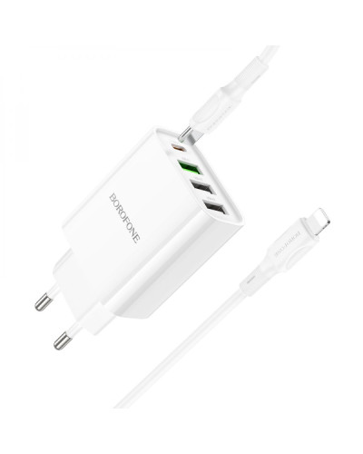Сетевое Зарядное Устройство Borofone BA79A Clever PD20W/QC (1C3A) Type C to Lightning