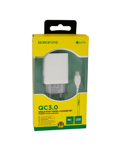 Сетевое Зарядное Устройство Borofone BA47A Type-C QC3.0