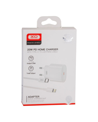 Сетевое Зарядное Устройство XO L81B EU PD 20W Type-C to Lightning 3A