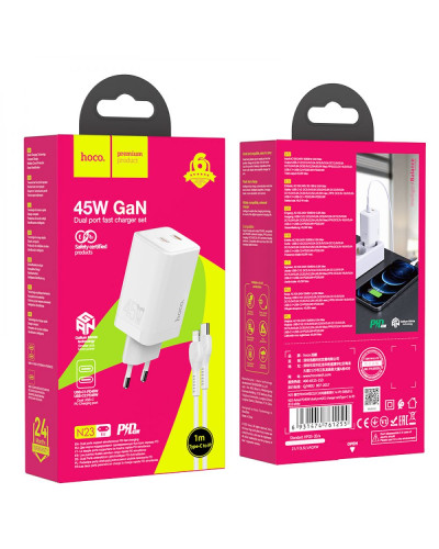 Сетевое Зарядное Устройство Hoco N23 GAN Starlight PD45W Type-C to Lighting