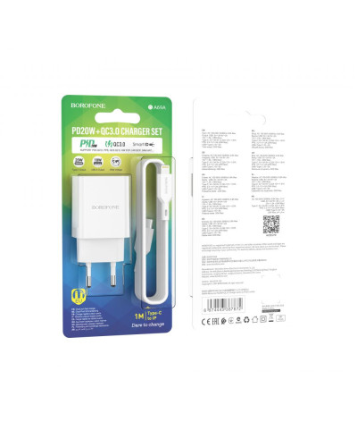Сетевое Зарядное Устройство Borofone BA69A Resource PD20W+QC3.0 Type-C to Lightning