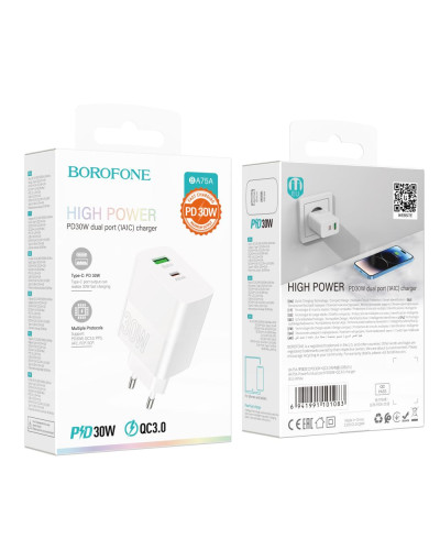 Сетевое Зарядное Устройство Borofone BA75A Powerfull PD+QC 30W