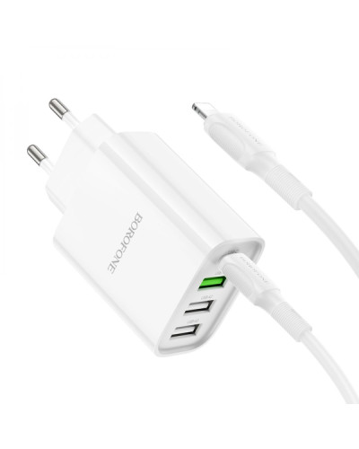 Сетевое Зарядное Устройство Borofone BA79A Clever PD20W/QC (1C3A) Type C to Lightning