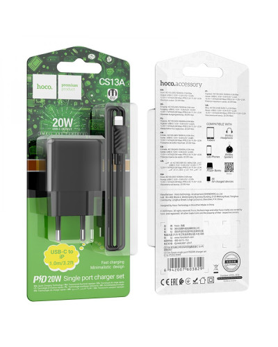 Сетевое Зарядное Устройство Hoco CS13A Ocean PD20W Type C to Lightning