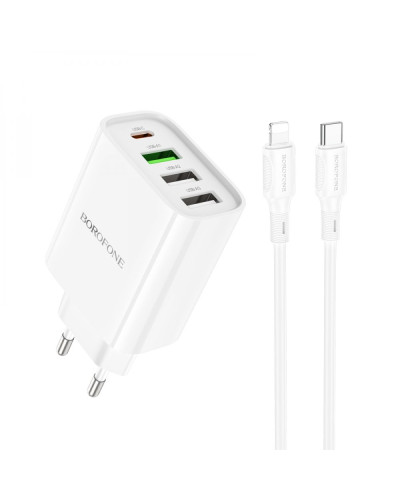 Сетевое Зарядное Устройство Borofone BA79A Clever PD20W/QC (1C3A) Type C to Lightning