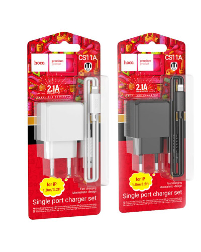 Сетевое Зарядное Устройство Hoco CS11A 1USB 2.1A+USB to Lightning